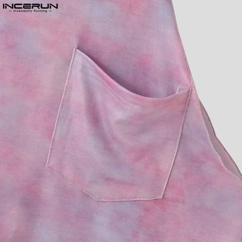 INCERUN Men's Tie Dye U-Neck Tank Top