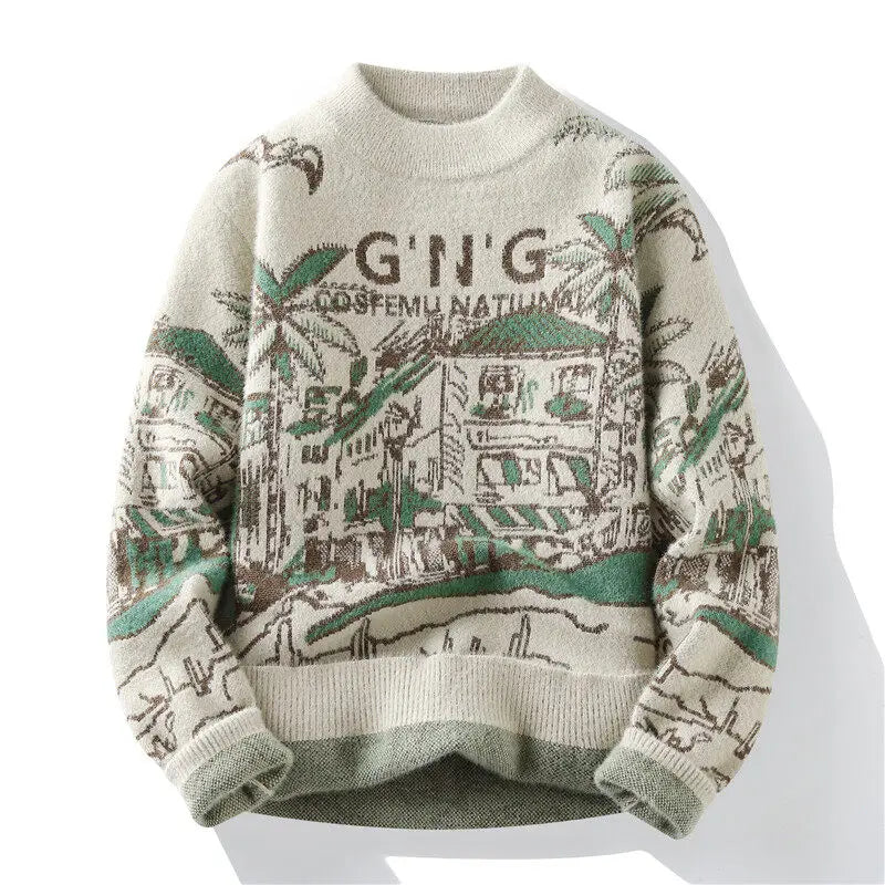 Men's Picture Print Knitted Sweater Jumper