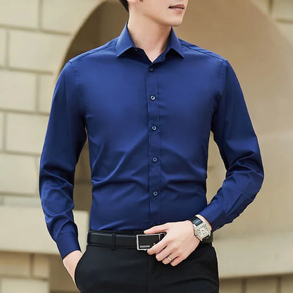 Men's Slim Fit Long Sleeve Formal Cotton Shirt