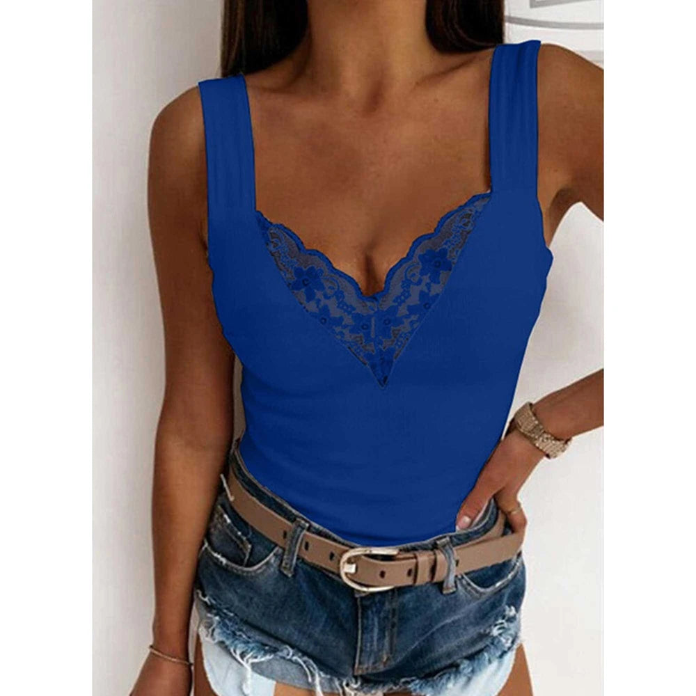 Elegant Women’s Sleeveless Lace Tank Top - Various Colors