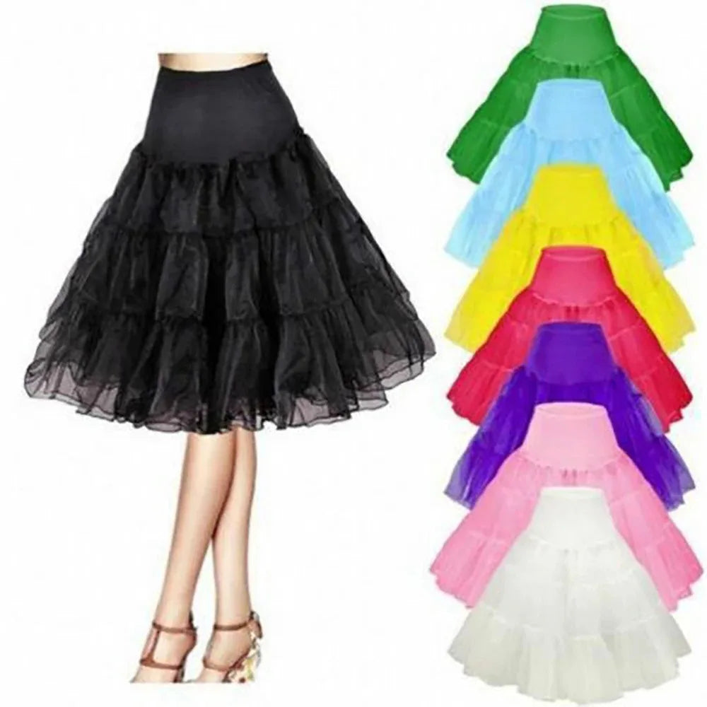 Women's Retro Tulle Petticoat Half Slip Tutu Underskirt - Various Colors