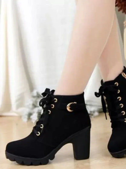 Strappy Short High Heeled Boots for Women