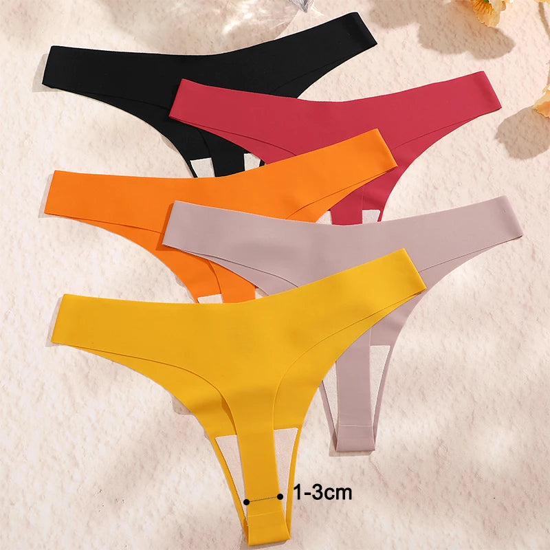 3-Pack Seamless Ice Silk T-Back Thongs for Women - Breathable Underwear