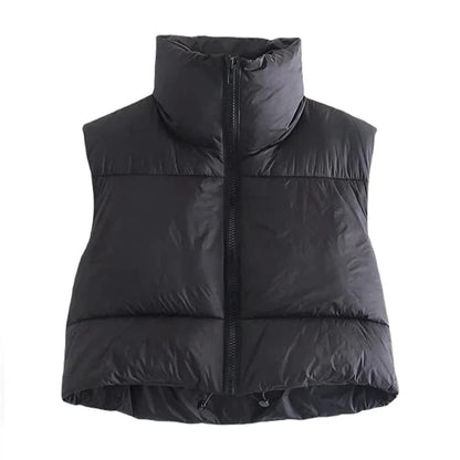 Women's Cotton Parka Jacket with Down Vest and Stand-Up Collar