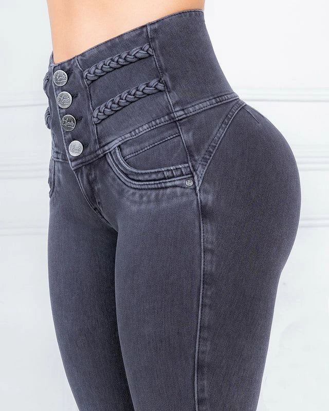 High-Waisted Women's Stretch Denim Pants -  Slim Fit, Trendy Vintage Style