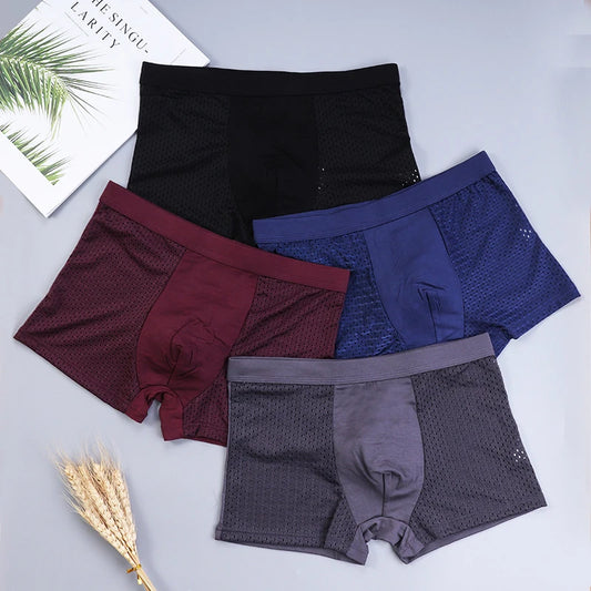 4-Pack Men's Boxer Briefs - Soft, Breathable Bamboo Fiber