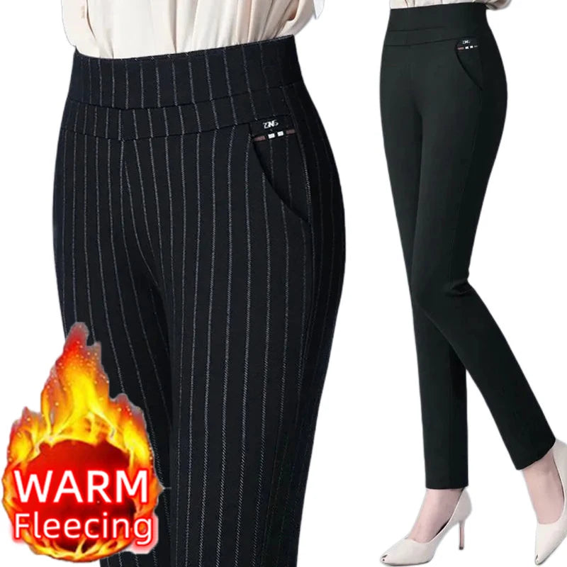 Slim Fit Striped Trousers for Women