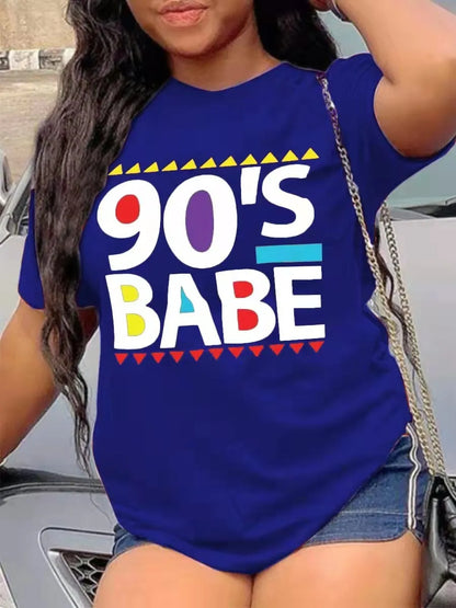 Plus Size 90's Babe Print T-shirt - Various Colors