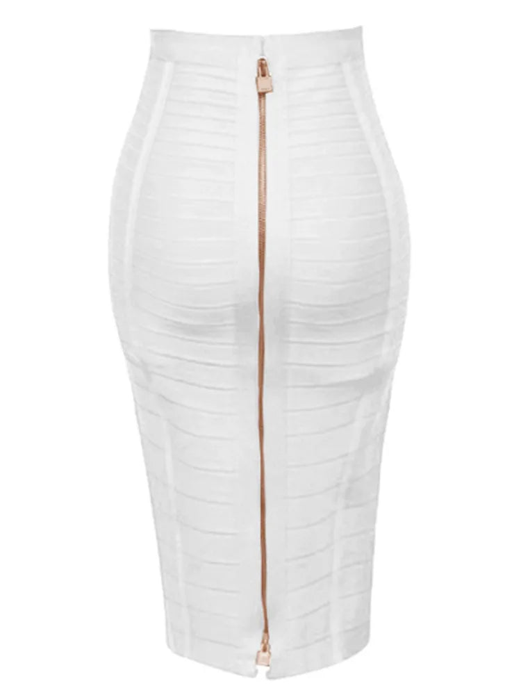 Elastic Bodycon Pencil Skirt with Zipper for Women - Various Colors