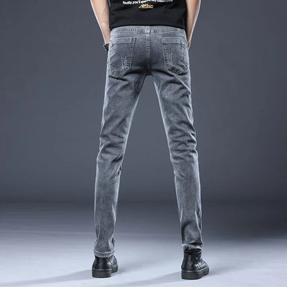 Men's Slim Fit Jeans - Vintage Wash - Elastic Waist Skinny Denim Pants