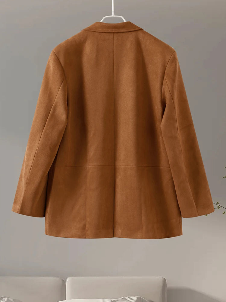 Women's Vintage Suede Jacket - Casual Loose Lapel Style