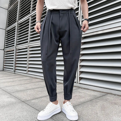 Men's Loose Fit Drape Pants with Elastic Waistband - Various Colors