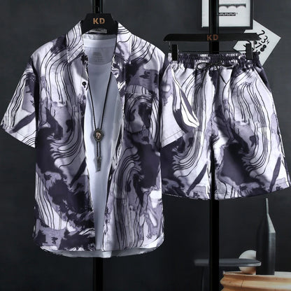 Men's Floral Two-Piece Shirt and Shorts Set