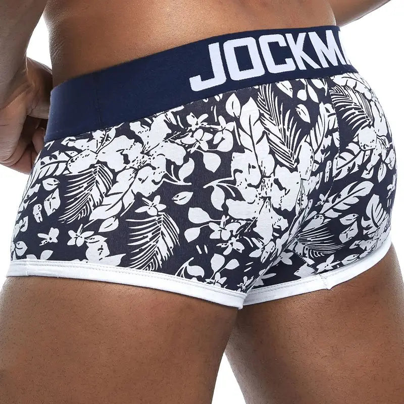 Men's Cotton Fashion Briefs with Print - Classic Low-Waist Breathable Boxer Shorts