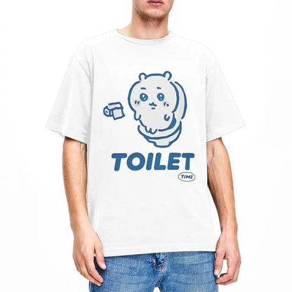 Chiikawa Toilet Time T-Shirt - Oversized Aesthetic Unisex Tee - 100% Cotton