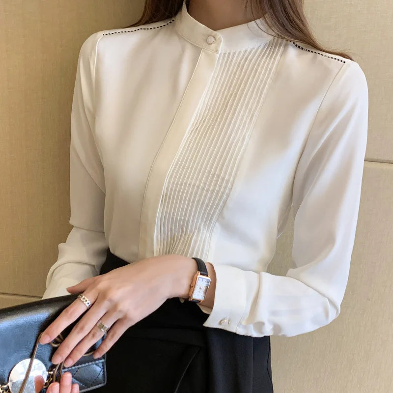 Women's Elegant Long Sleeve Chiffon Blouse