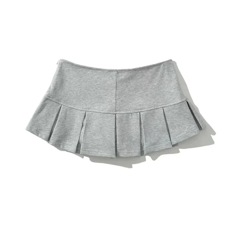 Mini Skirt for Women - Low Waist with Wide Pleats