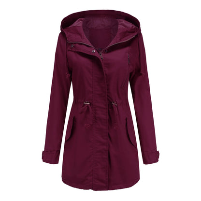 Womens Cotton Hooded Trench Coat - Various Colors