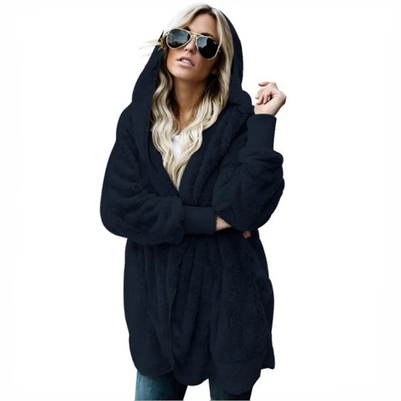 Women's Oversized Hooded Fleece Cardigan