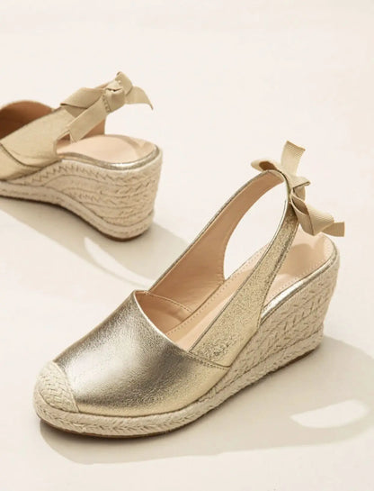 Stylish Closed-Toe Bandage  Wedge Sandals for Women