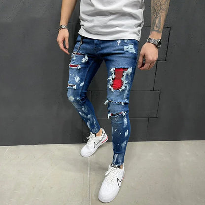 Men's Ripped Stretch Skinny Jeans - Various Colors