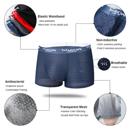 3-Pack Antibacterial Mesh Hipster Underwear for Men