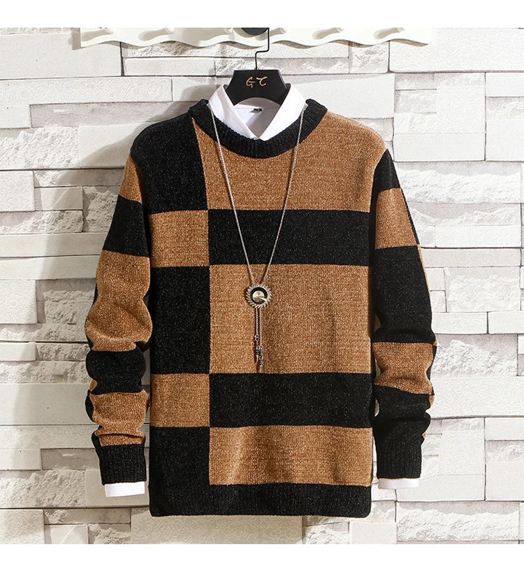 Men's Two-Tone Chenille Sweater - Various Colors