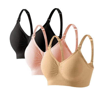 3-Pack Wireless Breathable Front Open Nursing Bra