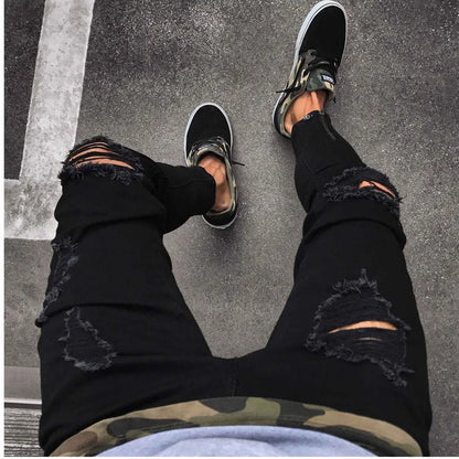 Men's Ripped And Distressed Stretch Skinny Jeans