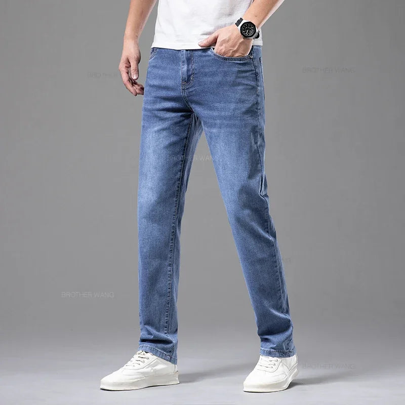 Slim Fit Men's Elastic Denim Jeans - Various Colors