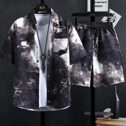 Men's Floral Two-Piece Shirt and Shorts Set