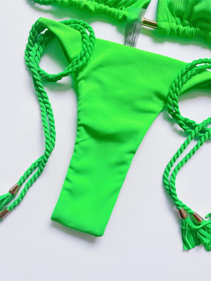 Emerald Green Two-Piece Triangle Bikini Set for Women