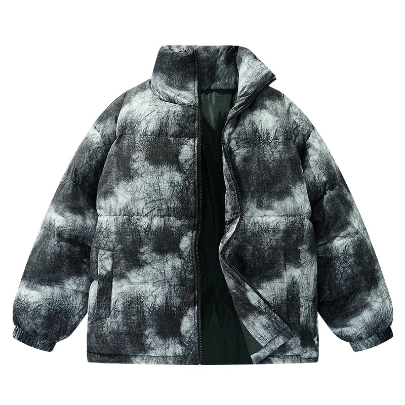 Men's Thick Cotton Puffer Parka with Stand Collar