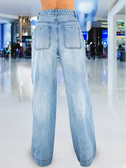 Women's High-Waisted Wide Leg Denim Jeans - Relaxed Fit