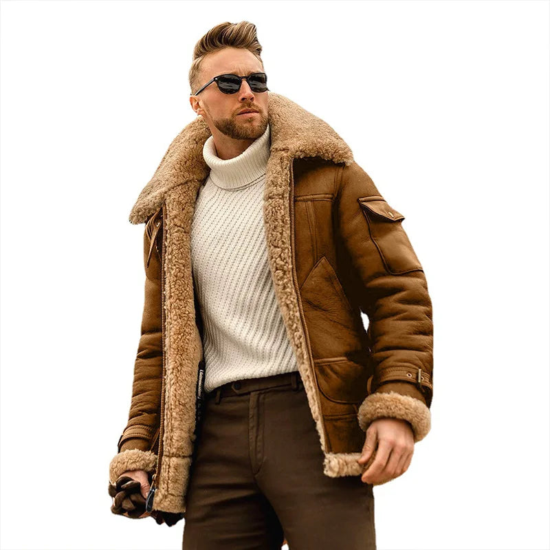 Men's Insulated Jacket with Faux Fur Lining - Various Colors