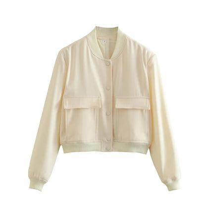 Women's Cropped Jacket - In Beige