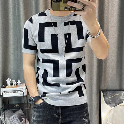 Luxurious Knitted Short Sleeve T-Shirt - Slim Fit - Various Colors