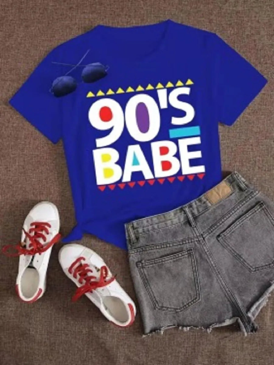 Plus Size 90's Babe Print T-shirt - Various Colors