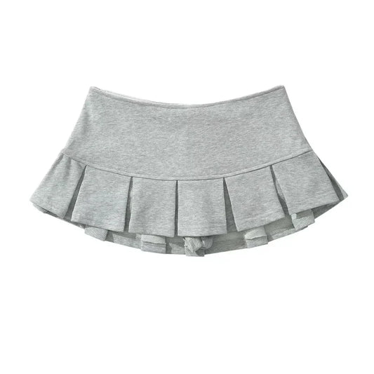 Mini Skirt for Women - Low Waist with Wide Pleats