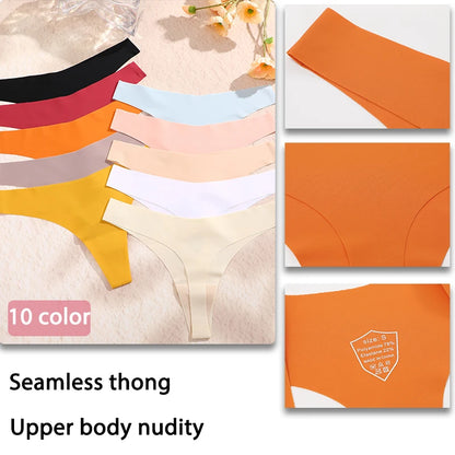 3-Pack Seamless Ice Silk T-Back Thongs for Women - Breathable Underwear