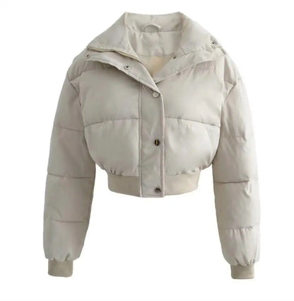 Women's Elegant Short Winter Puffer Jacket - Various Colors