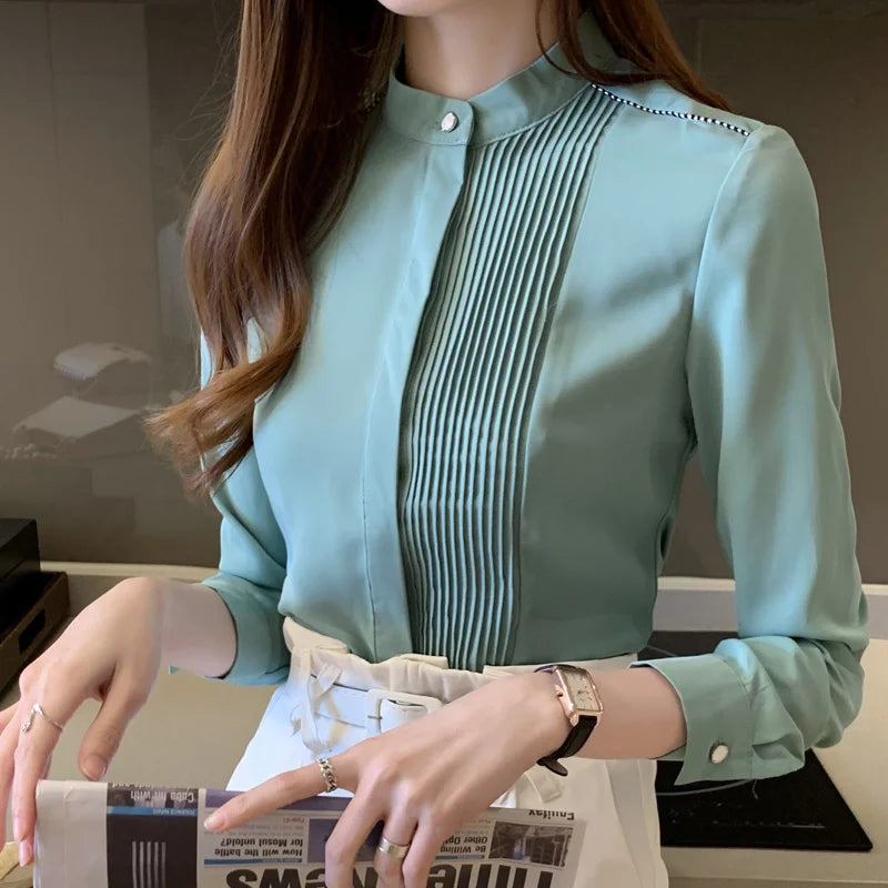 Women's Elegant Long Sleeve Chiffon Blouse