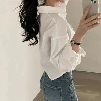 Women’s Long Sleeve Button-Up Split Shirt