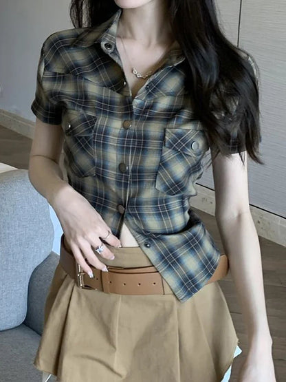 Retro Women's Plaid Checkered Casual Shirt