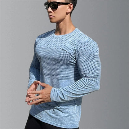 Men's Slim Fit Long Sleeve Athletic Sweater - High Stretch Fitness Top