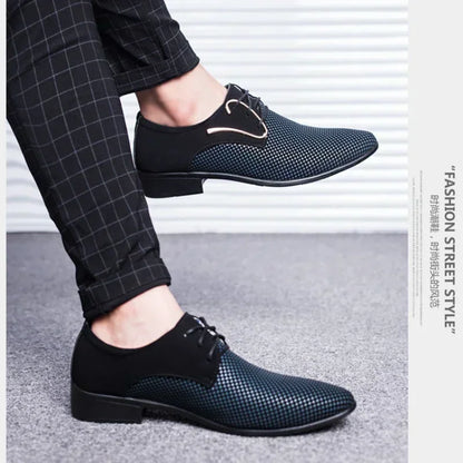 Men's Plaid Lace-Up Shoes - Concise Style