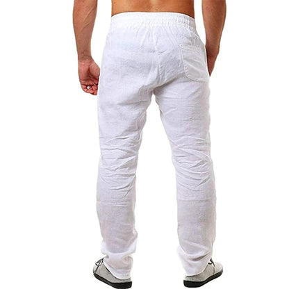 Men's Breathable Cotton Linen Trousers - Various Colors