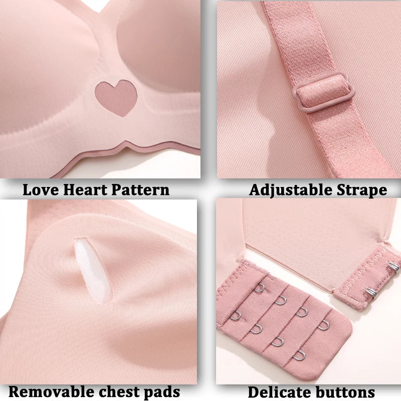 Heart Pattern Push-Up Bras for Women - Various Colors