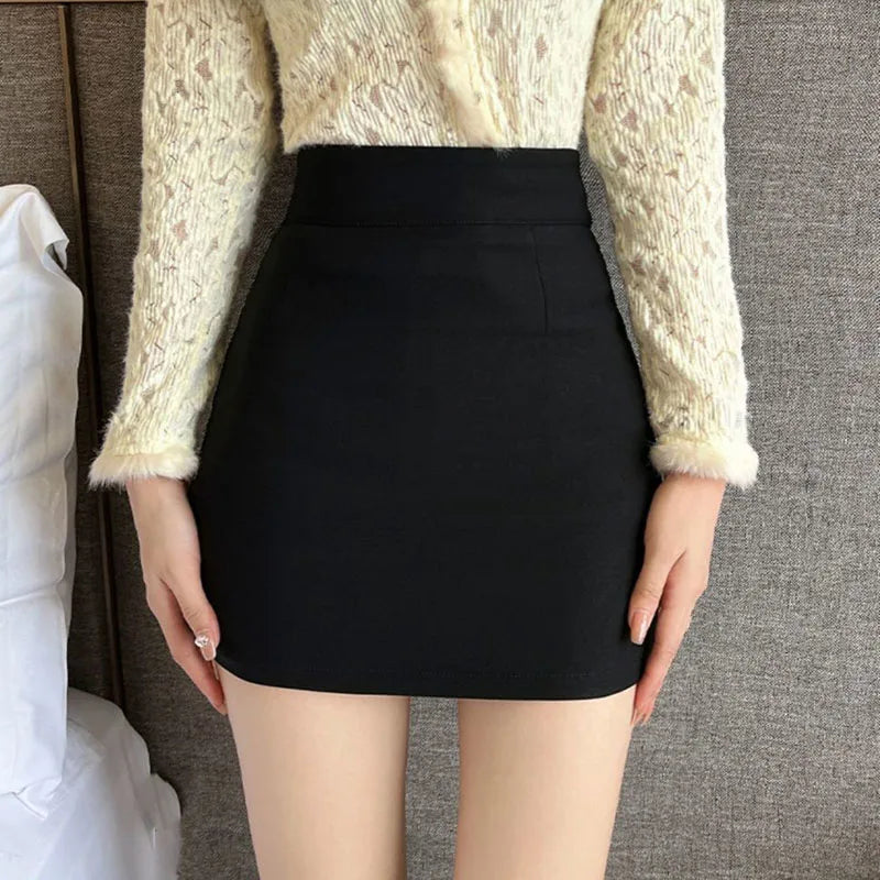 High-Waisted White Mini Skirt for Women with Back Zipper