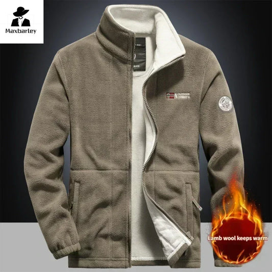 mens thick fleece jacket grey